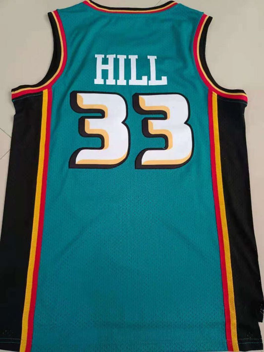Detroit Pistons #33 Grant Hill Pistons 33# Green Hill Retro Jersey Style 3