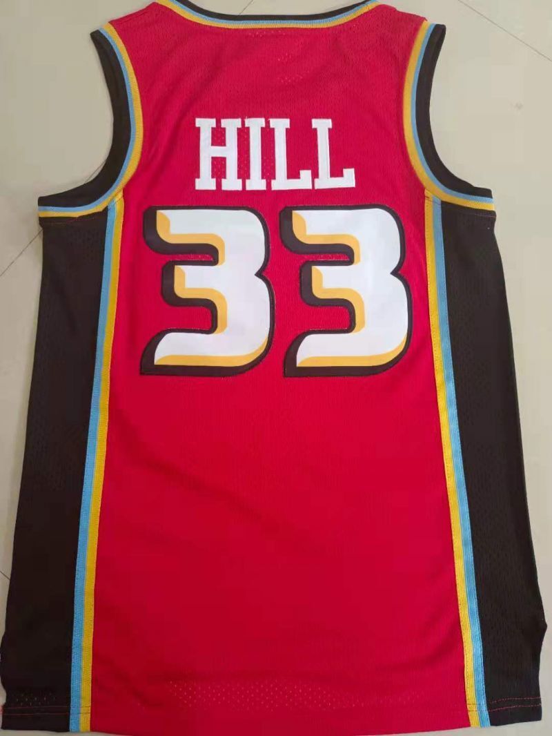 Detroit Pistons #33 Grant Hill Pistons 33# Red Hill Retro Jersey Style 2