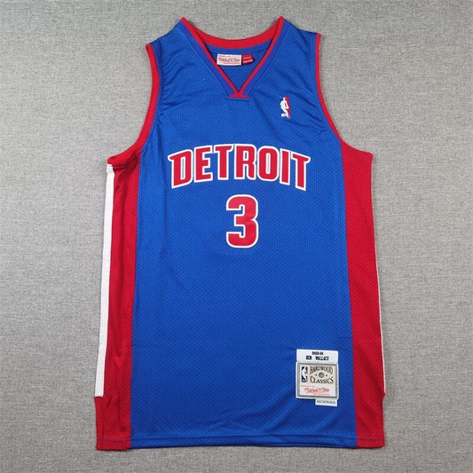 Detroit Pistons #3 Ben Wallace Pistons 3 Retro Blue s-xxl Style 2