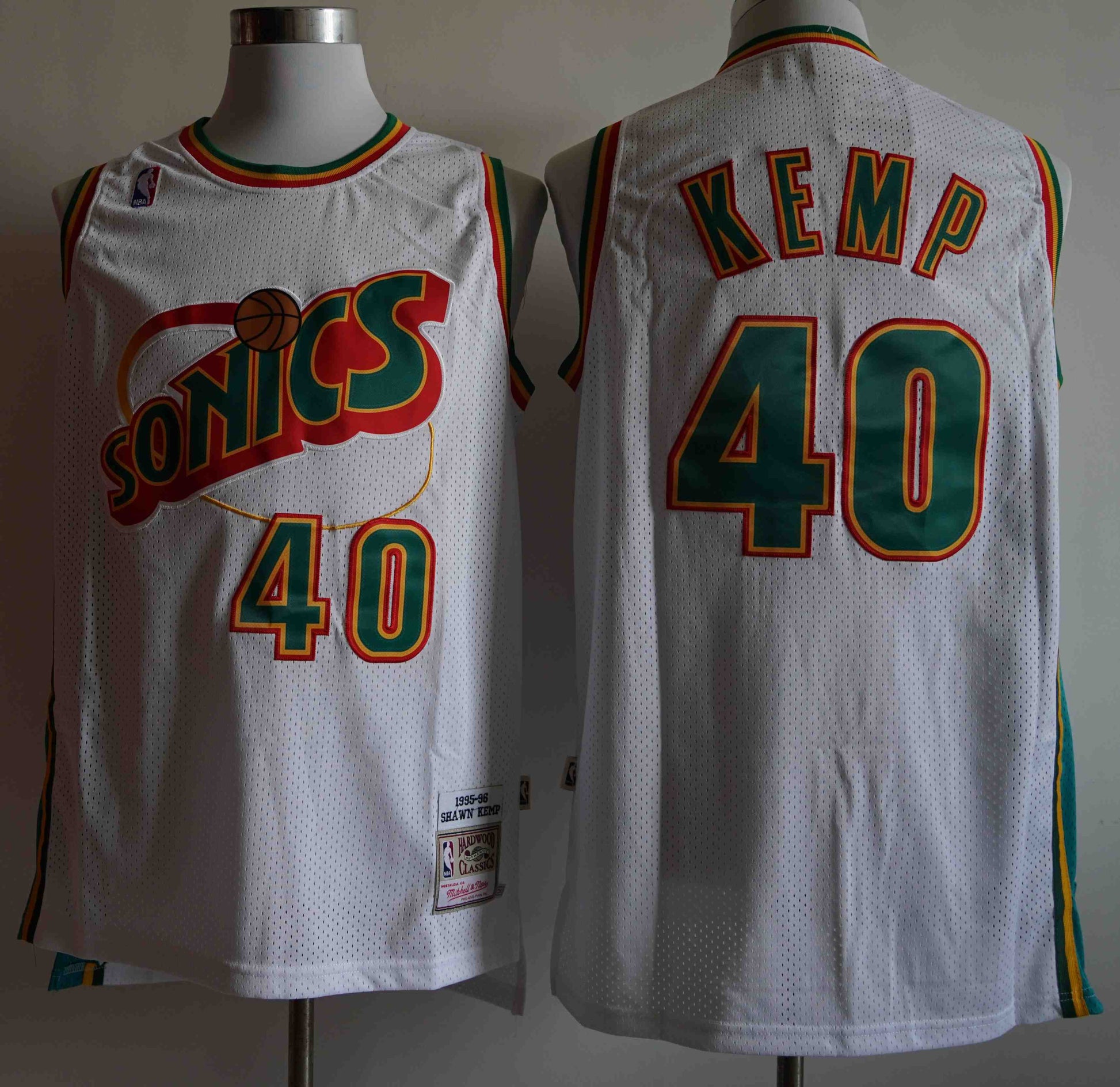 Detroit Pistons #40 Pistons ( Mesh Print ) 40 # Kemp Green White Red Style 1