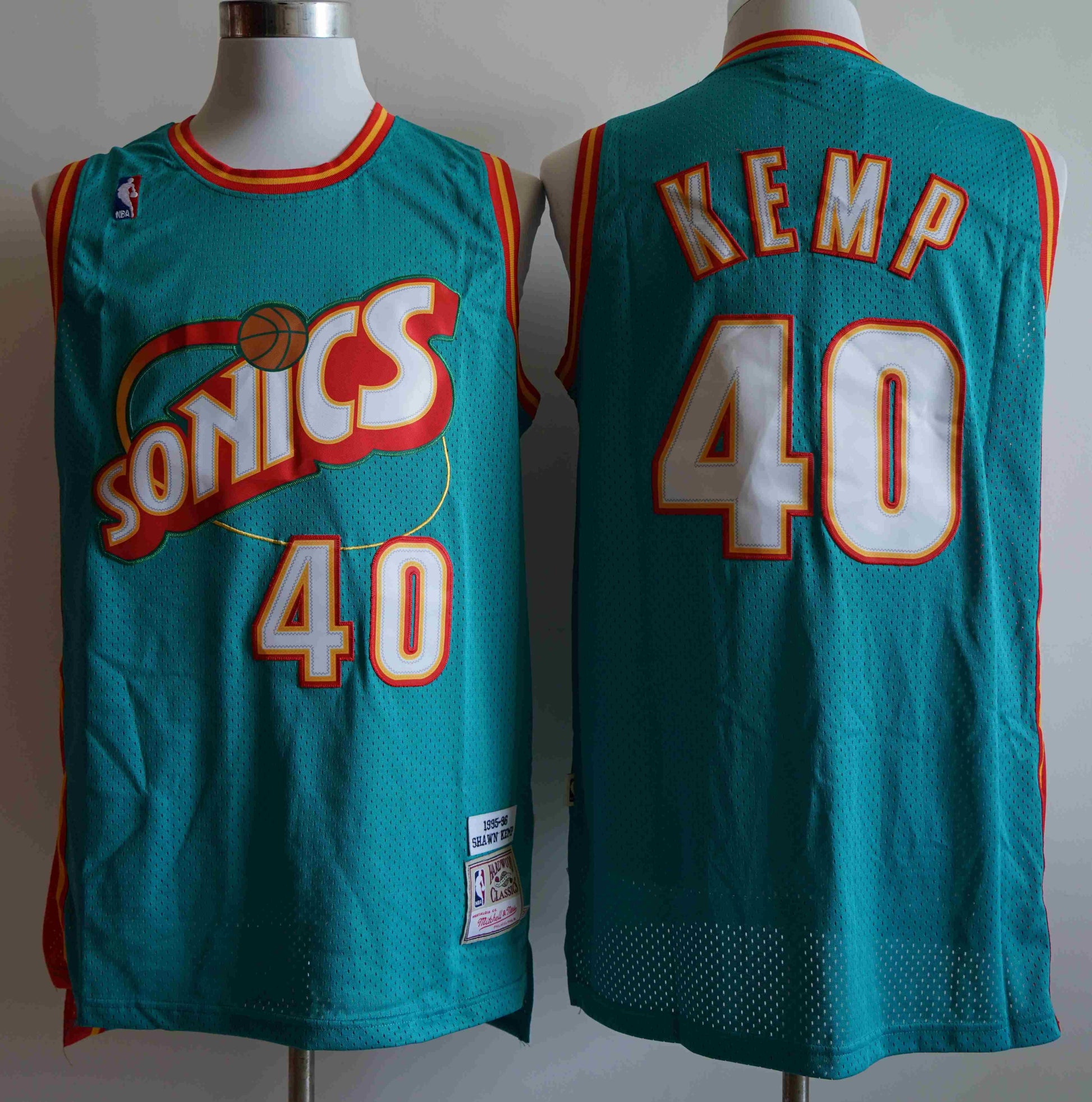 Detroit Pistons #40 Pistons ( Mesh Print ) 40 # Kemp Green White Red Style 4