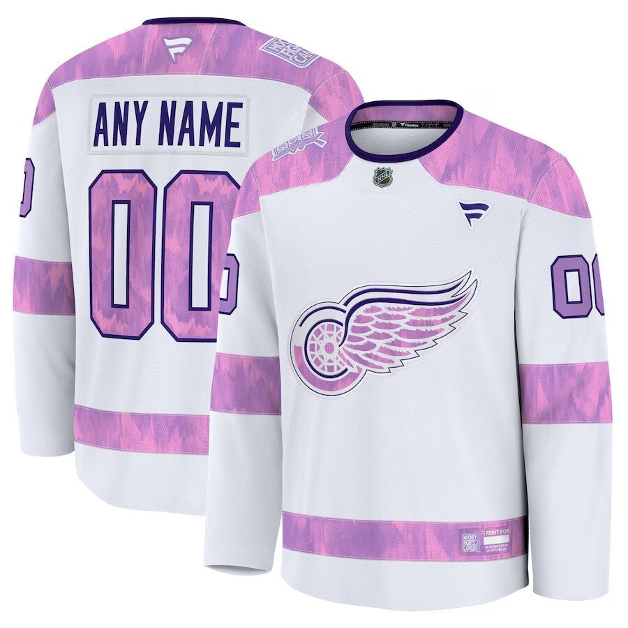 Detroit Red Wings Fanatics 2024 Hockey Fights Cancer Custom Practice Jersey - White