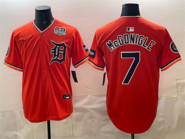 Detroit Tigers #7 Kevin McGonigle Orange 2026 Alternate With Meijer Patch &