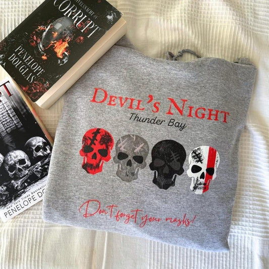 Devil's Night Masks Bookish Sweatshirt and Hoodie Penelope Douglas Dark Romance Merch Book Lovers Gift for Romance Reader Book merch Book Shirt Smut Gifts