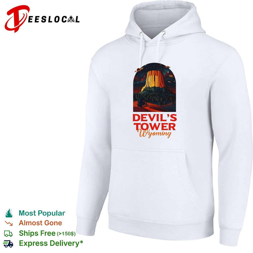 Devil’s Tower Wyoming night sky planets UFO landscape shirt