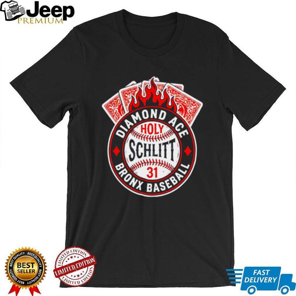 Diamond Ace Schlitt 31 Bronx Baseball Flaming Cards Shirt