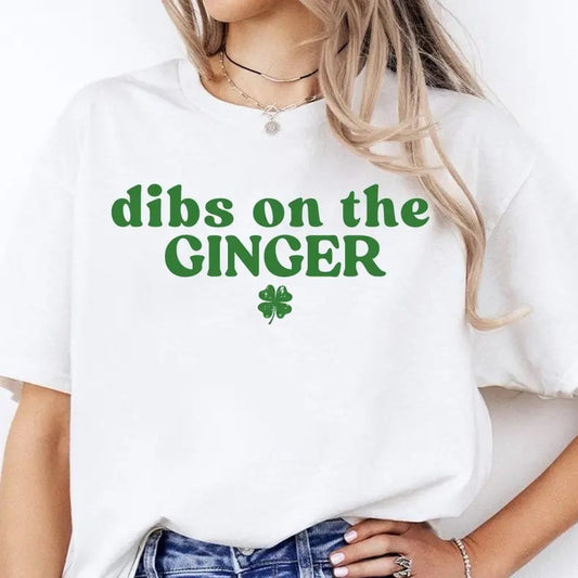 Dibs On The Ginger Shirt, Funny Ginger Shirt Distressed Beer Irish Ginger Shirt Redhead Gift for St Patrick's Day Tee