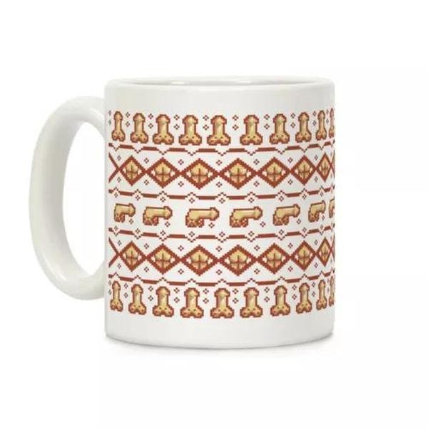 Dicks And Butts Ugly Sweater Pattern Coffee Mug 11Oz, 15Oz, Funny Coffee Mug, Graphic Tees, Funny Coffee Mug Gift