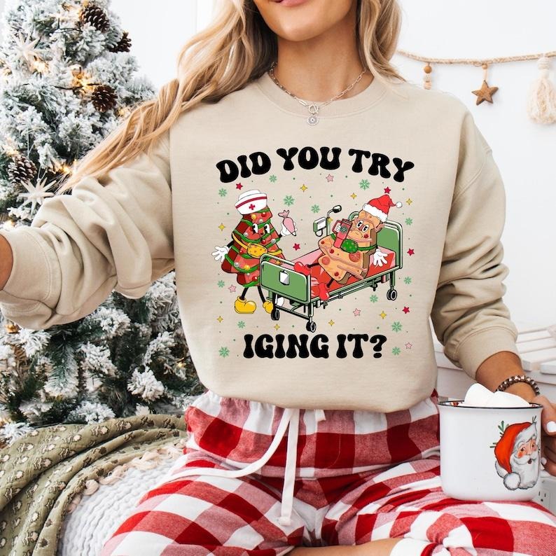 Did You Try Icing It Nurse Christmas Sweatshirt, Christmas Tree Cake Nurse T-shirt, Emergency Christmas Tee, ICU ER Peds Nurse Hoodie