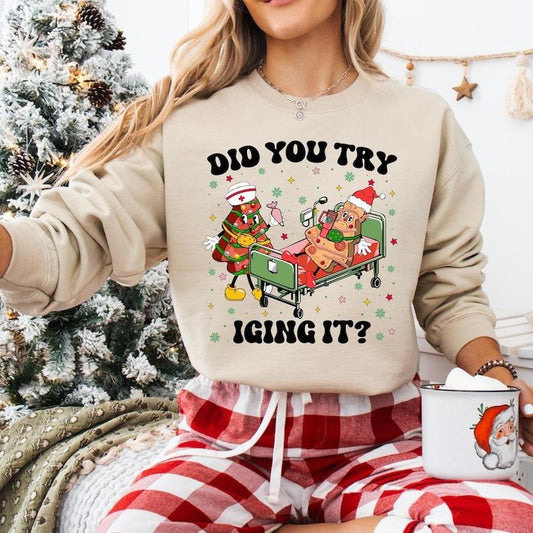 Did You Try Icing It Nurse Christmas Sweatshirt, Christmas Tree Cake Nurse T-shirt, Emergency Christmas Tee, ICU ER Peds Nurse Hoodie
