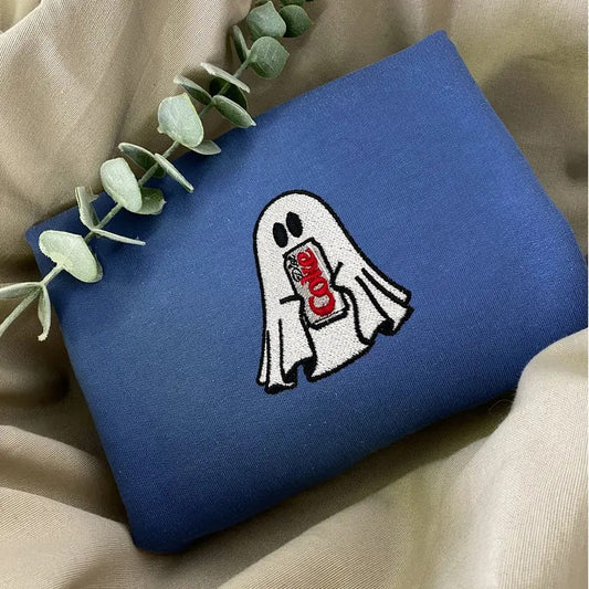 Diet Coke Ghost Embroidered Sweatshirt, I Need A Diet Coke, Funny Ghost, Soda Cola Drink