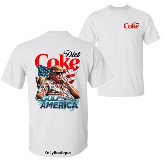 Diet Coke Soda Gulf of America President Trump Shirt, USA Flag 4th of July Independence Day Unisex Cotton T-shirt for Men for Women
