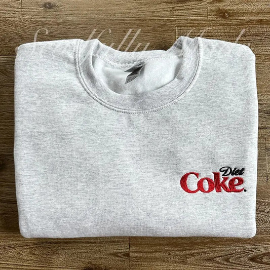 Diet Coke Sweatshirt - Unisex, Loose Fit, Embroidered, Pop Soda Cola Drink - Pullover, Fabric