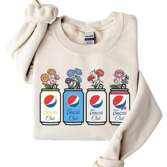 Diet Pepsi Sweatshirt Diet Pepsi Club Shirt Soda Lovers Hoodie Gifts for Pepsi Lovers Floral Soda Can Crewneck Sweater Unique Gift for Friends