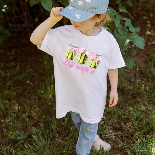 Dill With It Youth Sweatshirt and Kid's Comfort Colors T-Shirt, Funny Pickle Youth Crewneck, Punny Kids Pullover, Cozy Graphic Sweatshirt, Silly Relatable Kids Apparel, Youth Sweatshirt