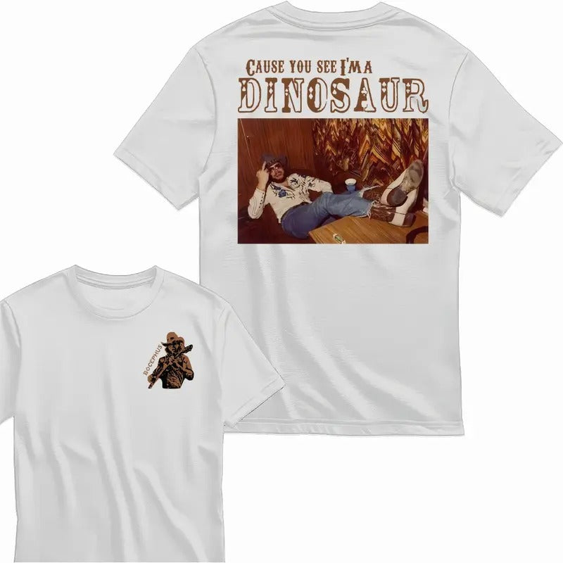 Dinosaur Hank Williams Jr. Bocephus Western T-Shirt - Unisex Style Tee - 100% Cotton - Menswear, T-shirt