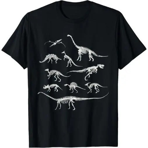 Dinosaur Skeleton and Dino Bones T-Shirt T-Shirt Made in USA