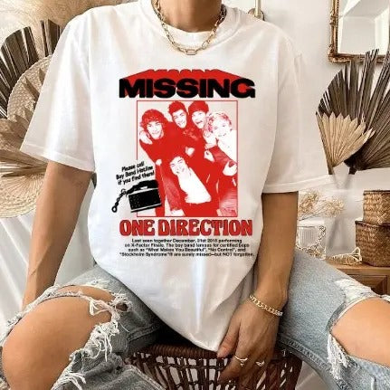 Direction Missing Concert tShirt, One Direction band, 1D Tshirt ash