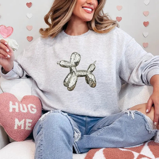 Disco Balloon Animal Valentines Printed Sweatshirt, Dump Heart Sweatshirt, Valentines Comfort Colors T Shirt, Good Vibes Gift Sweatshirt Full Color Print