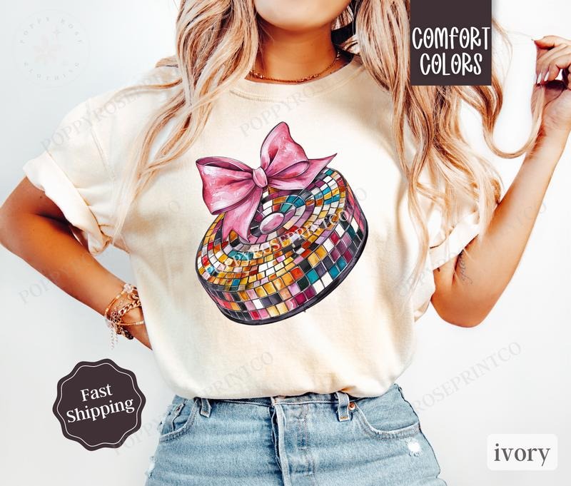 Disco Hockey Puck Shirt Comfort Colors, Game Day Womens Hockey Tee, Womenswear Oversized Crewneck, Coquette Clothing