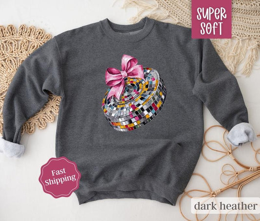 Disco Hockey Puck Sweatshirt, Game Day Hockey Crewneck, Womens Sweatshirt, Fall Sweater