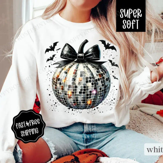 Disco Pumpkin Sweatshirt, Preppy Fall Crewneck, Womens Sweatshirt, Fall Pumpkin Sweater