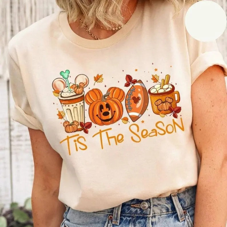 Disni Halloween Coffee Tis The Season Sweatshirt, DN Fall Thanksgiving Pumpkin Coffee Latte Sweatshirt, DiNeLand Pumpkin Sweatshirt, Hoodie, Comfort Colors