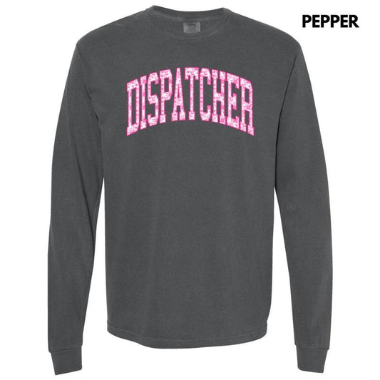 Dispatcher Pink Floral Long Sleeve Comfort Colors T-Shirt 'NLB'