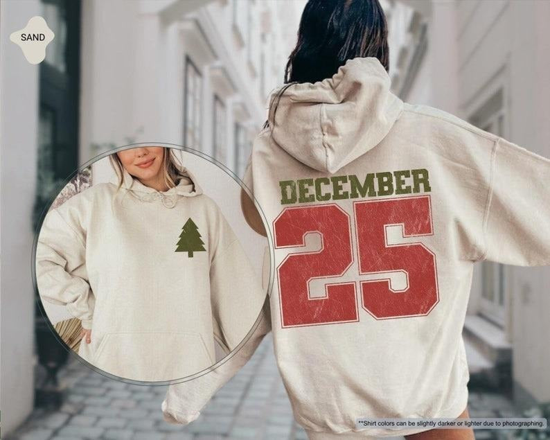 Distressed December 25 Hoodie, Christmas 25 December Sweat, Funny Family Christmas Gift, Country Christmas Hoodie, Merry Xmas Party Gift