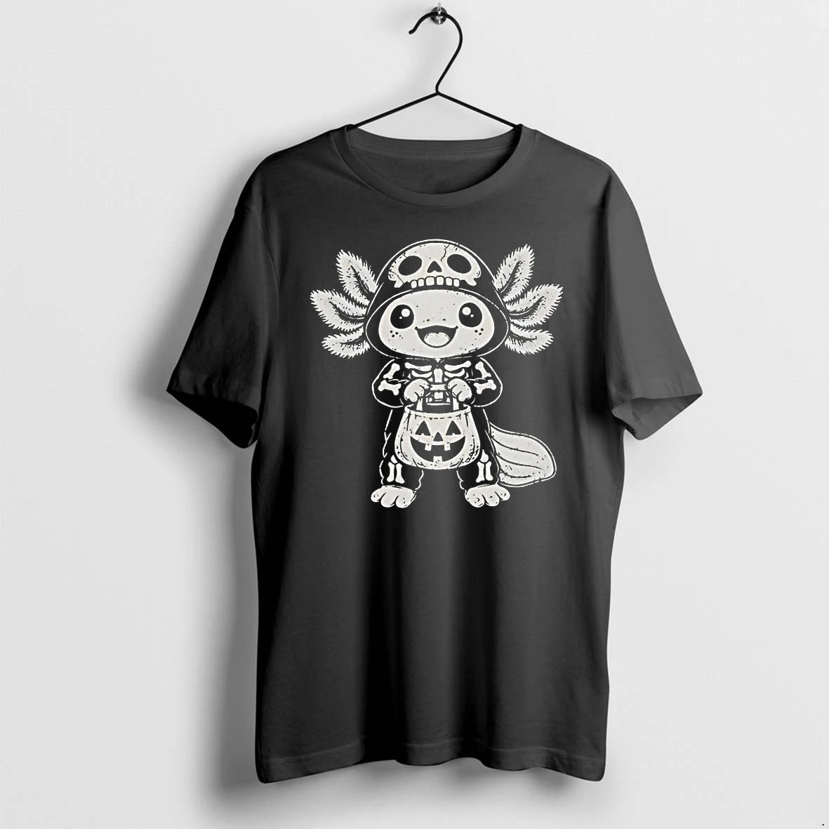 Distressed Skeleton Axolotl Halloween Trick Or Treat Tshirts Sweater
