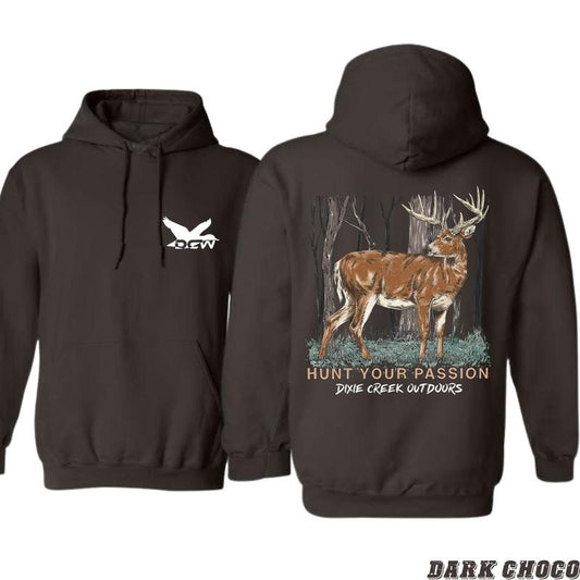 Dixie Creek Outdoors Hoodie - Deer Hunting Design Camo Country Style Soft Cotton Blend Unisex Sweatshirt for Men & Women Comfortable Casual Wear