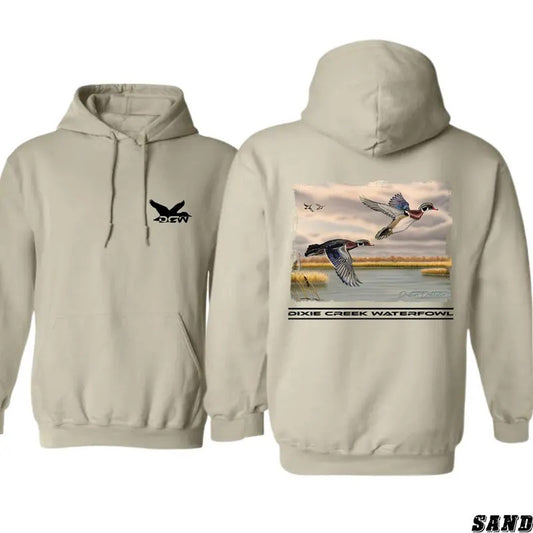 Dixie Creek Waterfowl Hoodie - Scenic Hunting Landscape Design Featuring Beautiful Duck Graphics, Perfect for Wildlife Enthusiasts and Outdoor Adventure Lovers, Unisex Hoodie for Comfort and Natural Style Menswear Sweaters Tops Underwear