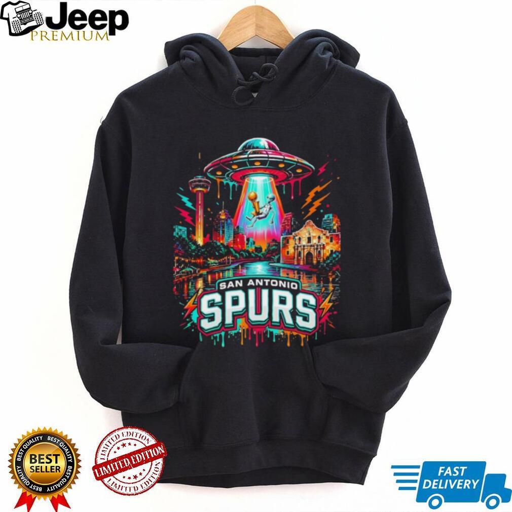 San Antonio Spurs Alien UFO Art Neon Texas Skyline NBA Finals Champions shirt
