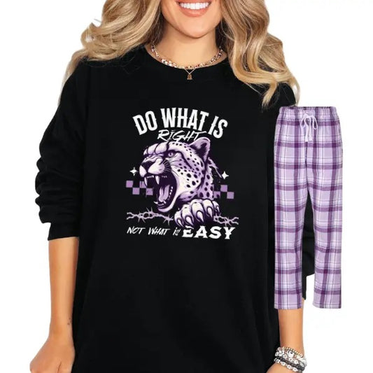Do What is Right, Not What is Easy - Grunge Goth Plaid Pajama Set, Long Pants or Shorts & Sweatshirt or T-Shirt,- Made to Order, Unisex Cotton Sleepwear, Loungewear