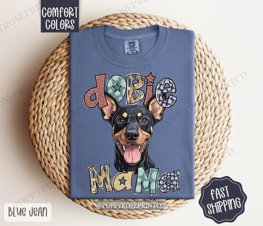 Doberman Mama Comfort Colors, Dog Mom Tee, Cute Dobie Mama Women's Tshirt