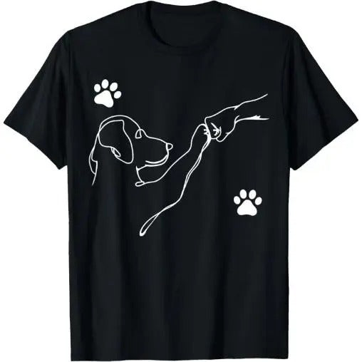 Dog And People Punch Hand Dog Friendship Fist Bump Dog's Paw T-Shirt Made in USA
