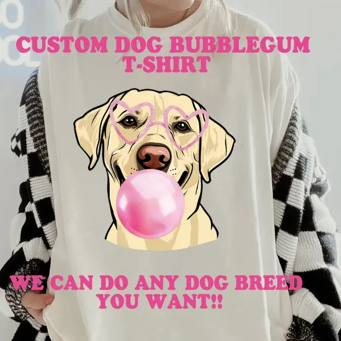 Dog Bubblegum Shirt~ Unisex Apparel Relaxed Fit Printed In The USA Clothing Womenswear Casual Comfort Cotton Top Athletic Boho Chic