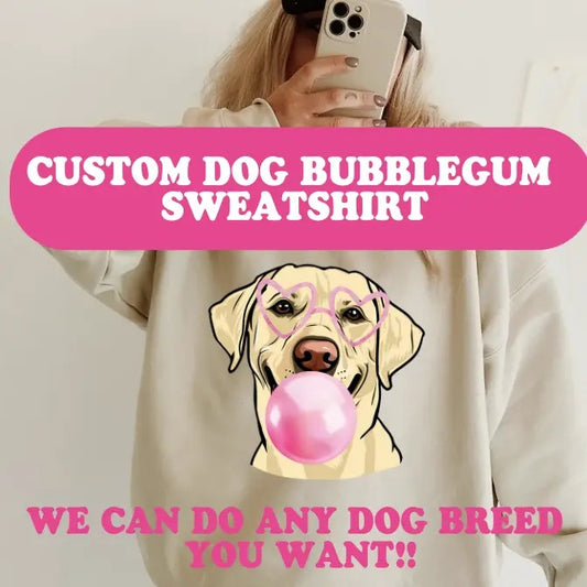 Dog Bubblegum Sweatshirt, pullover comfy casual crewneck sweatshirt unisex printed in USA