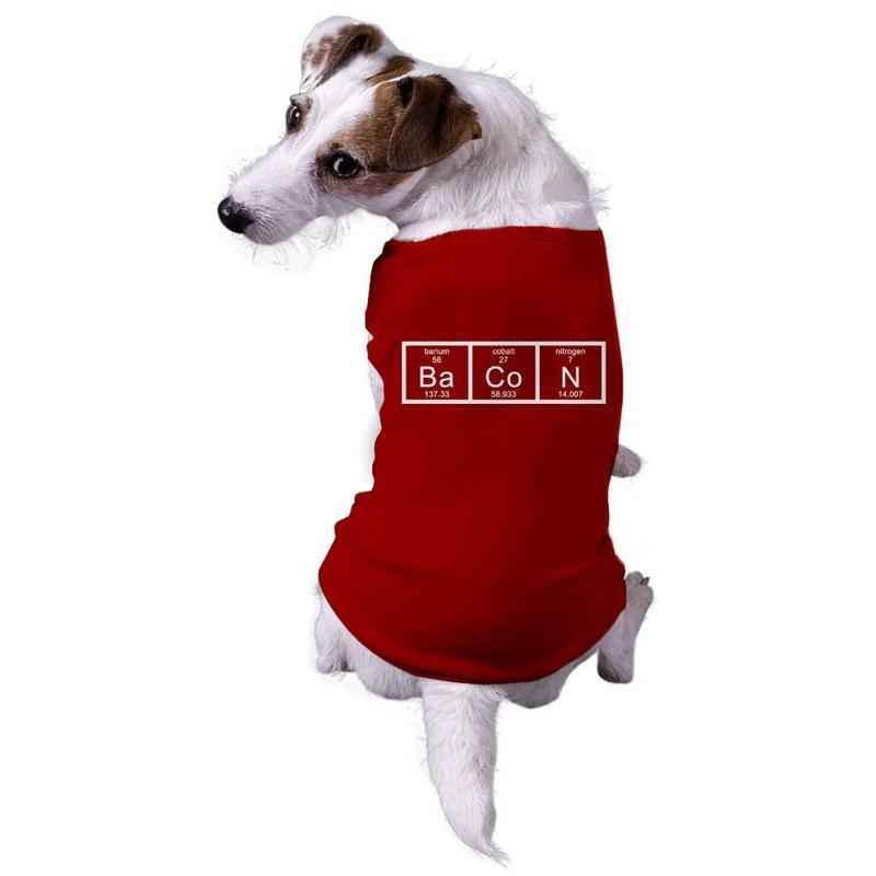 Dog Chemistry of Bacon Funny Nerdy Scientfic Animal Dog Shirt Nerd Shirt For Dogs Funny Science Puppy Shirt Red