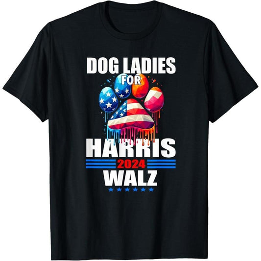Dog Ladies For Harris Walz 2024 T-Shirt made in usa
