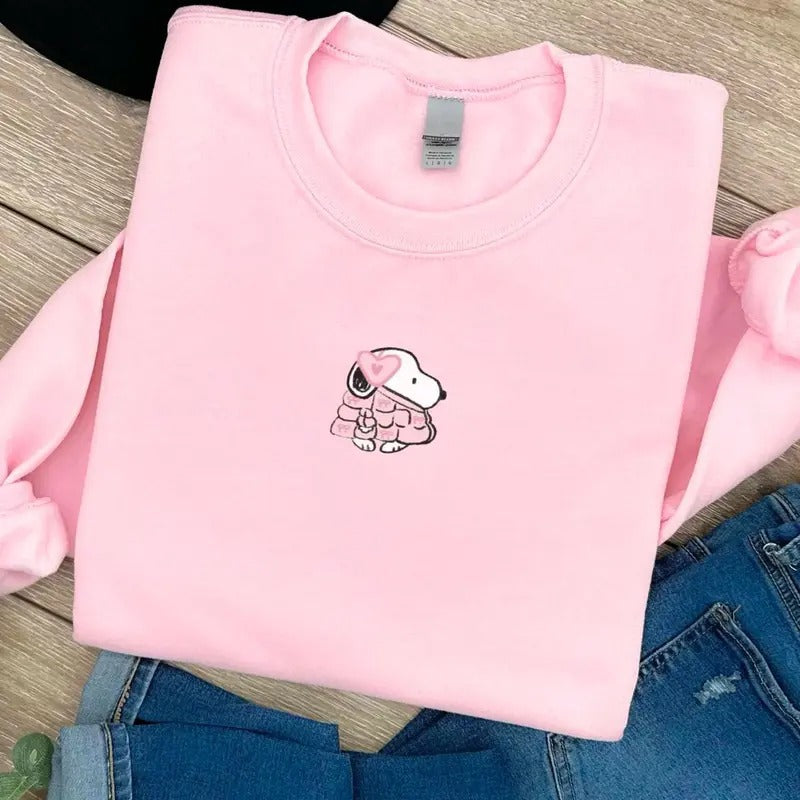 Dog Puffer Jacket Sweatshirt, Cute Valentine Shirt, Valentines Day Sweatshirt, Girly Valentine Shirt, Fashionable Gifts for Her Valentines Day Gifts
