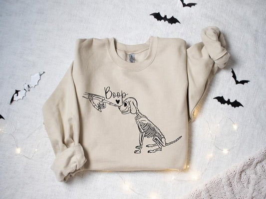 Dog Skeleton Halloween Sweatshirt, Funny Dog Shirt, Dog Lover Gifts, Dog Mom Sweatshirt, Spooky Dog Shirt, Skeleton Halloween Sweatshirt
