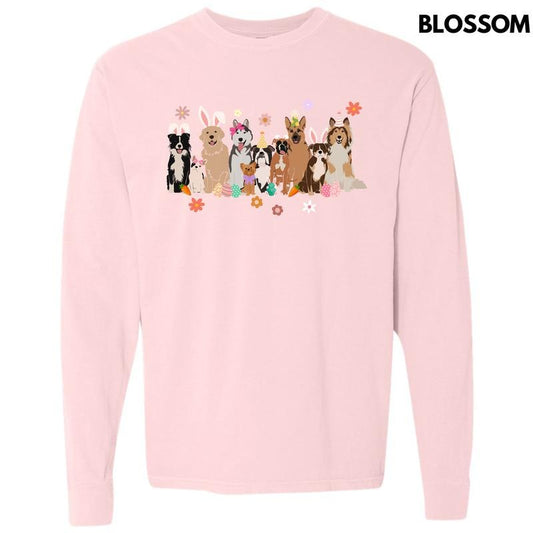 Doggy Easter Celebration Long Sleeve Comfort Colors T-Shirt 'NLB' Hoodie, Sweatshirt | WearSparks.com