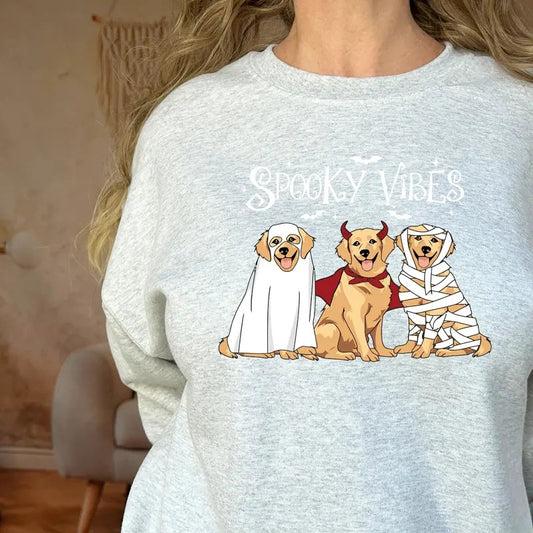 Dogs Spooky Vibes Halloween gildan sweatshirt T-Shirts, Hoodie | WearSparks.com