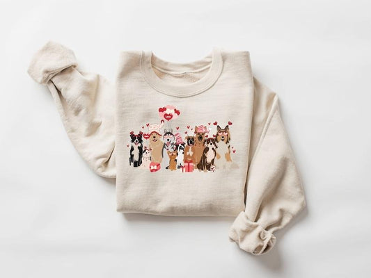 Dogs Sweatshirt, Dog Lover Sweater, Womens Valentines Sweatshirt, Valentines Dog Gift, Cute Gift for Dog Lover, Dog Mom...