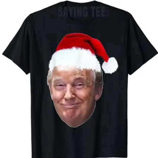 Donald Trump Christmas Funny Santa Hat Gift T-Shirt Mens Fashion Daddy Husband Xmas Costume Short Sleeve Saying Teek Top T-Shirt for Men and Women - Basic Comfort Womenswear - Streetwear, Summer