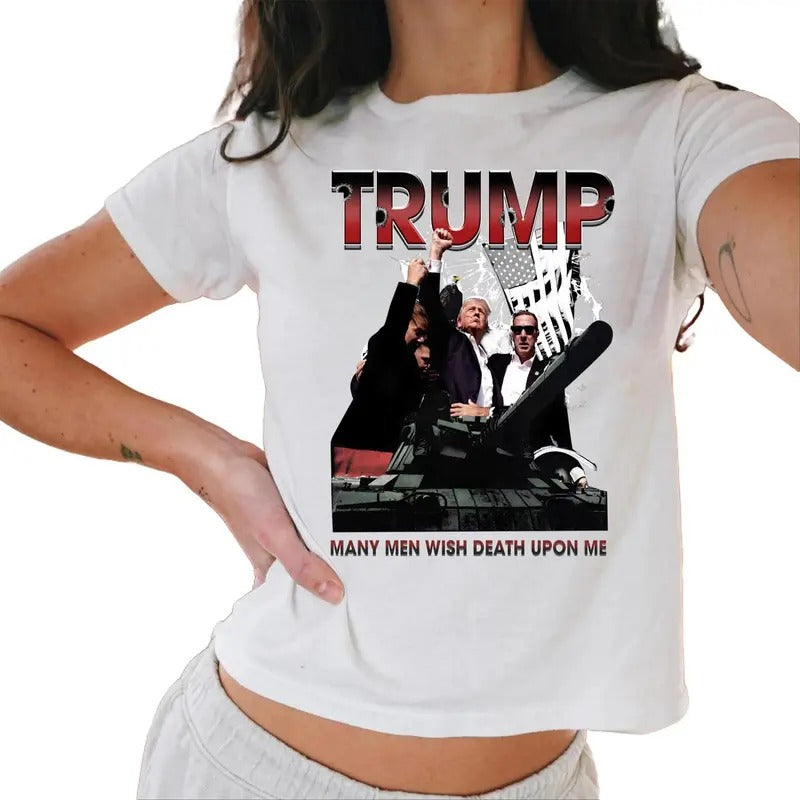 Donald Trump Graphic Tee for Women- Short Sleeve shirt Casual Comfort
