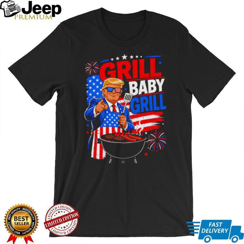 Donald Trump Grill Baby Grill Fourth of July BBQ Patriotic American Flag Men T Shirt