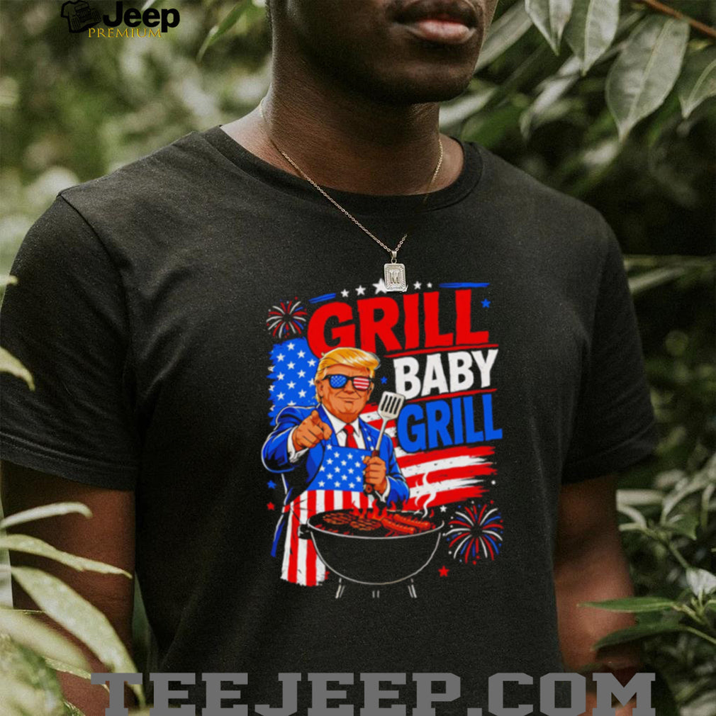 Donald Trump Grill Baby Grill Fourth of July BBQ Patriotic American Flag Men T Shirt