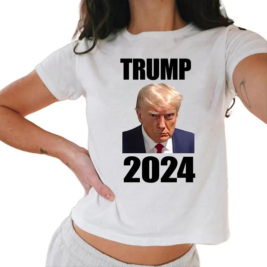 Donald Trump Mugshot Baby Tee Political Funny Baby Tees 2024 Casual Comfort